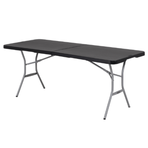 Table rectangulaire pliable en plastique noir 186 x 76 cm - 6 à 8 pers